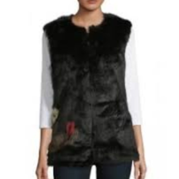 Design Lab Lord & Taylor - Faux Fur Vest Black - Picture 1 of 3